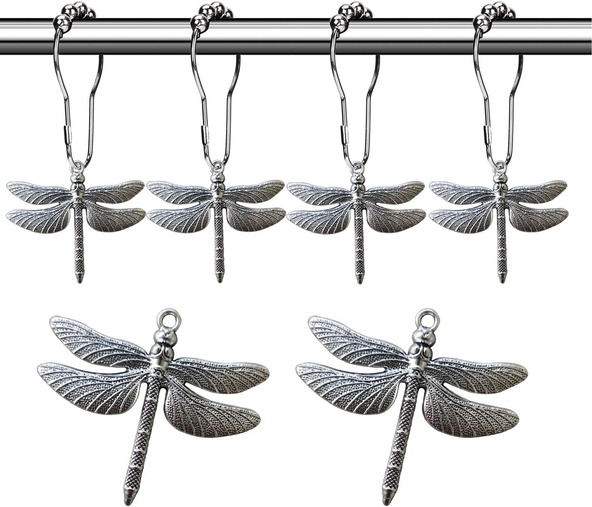 Dragonfly Shower Curtain Hooks - Decorative Shower Hooks for Shower Curtain