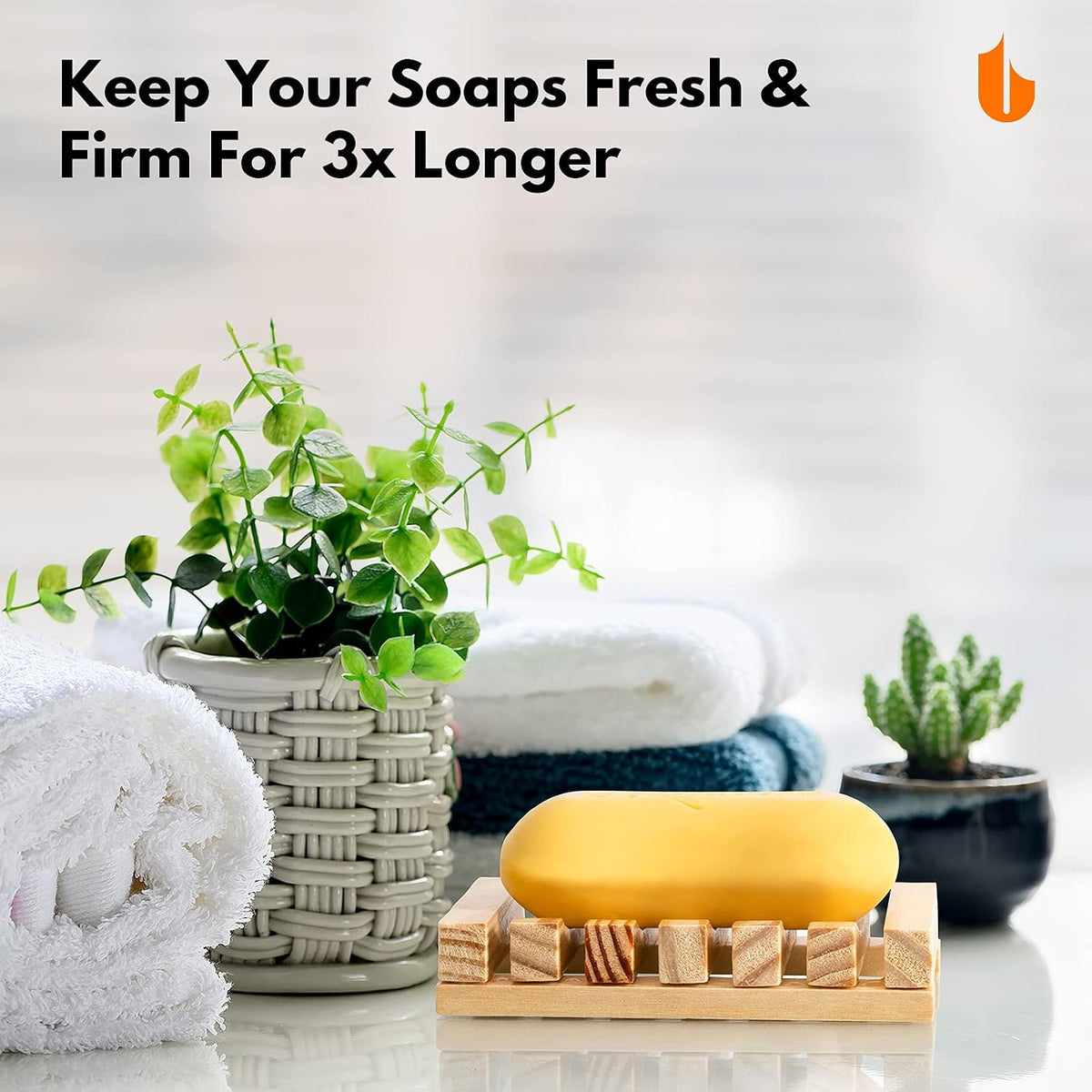 Natural Wooden Soap Dish for Shower Self Draining Bar Soap Holder 1Pack