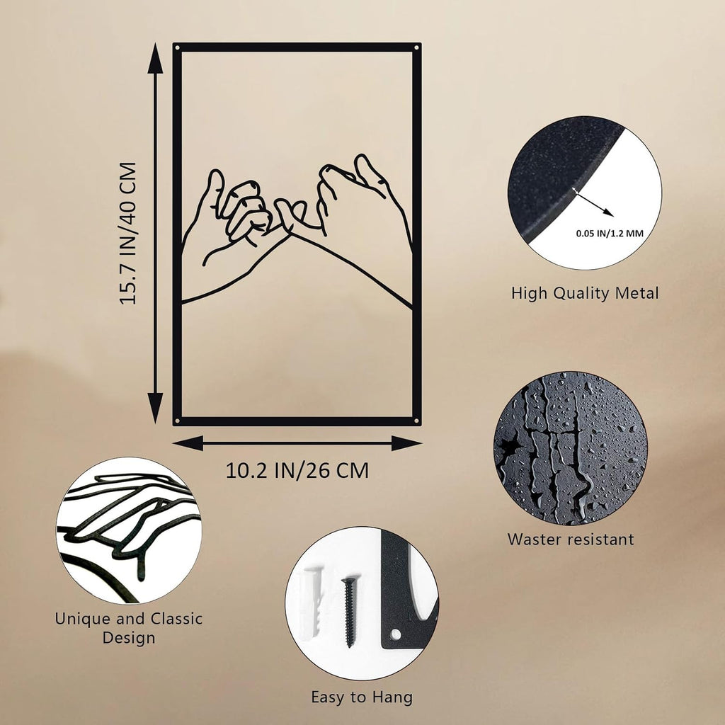 Minimalist Lines Female Body Hand Shape Metal Wall Art Decor,Modern Abstract Line Home Wall Sculptures, Accent Women Hanging Wall Sign for Bedroom Living Room Kitchen Decor