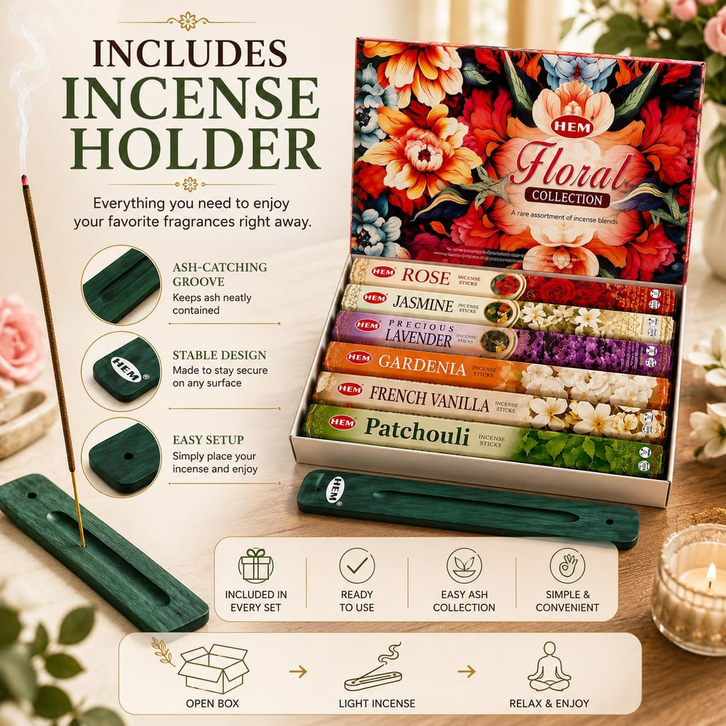 Hem Assorted Floral Incense Sticks, 6 Fragrances x 20 Sticks, 120 Total