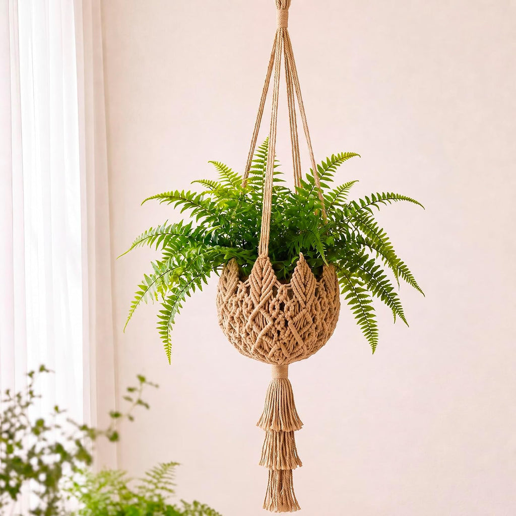 Shappy 1 Pack Boho Macrame Plant Hanger for Indoor
