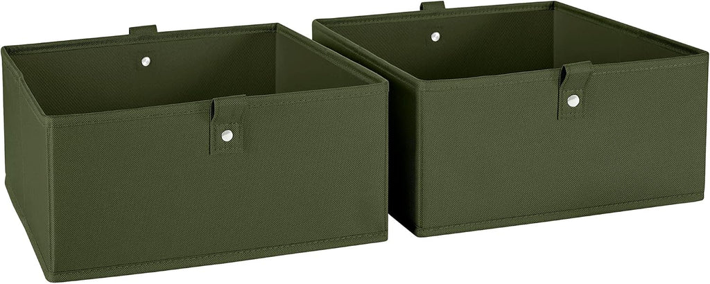 RiverRidge Folding Storage Bins - 2-pack of 5in Tall Olive Cubes