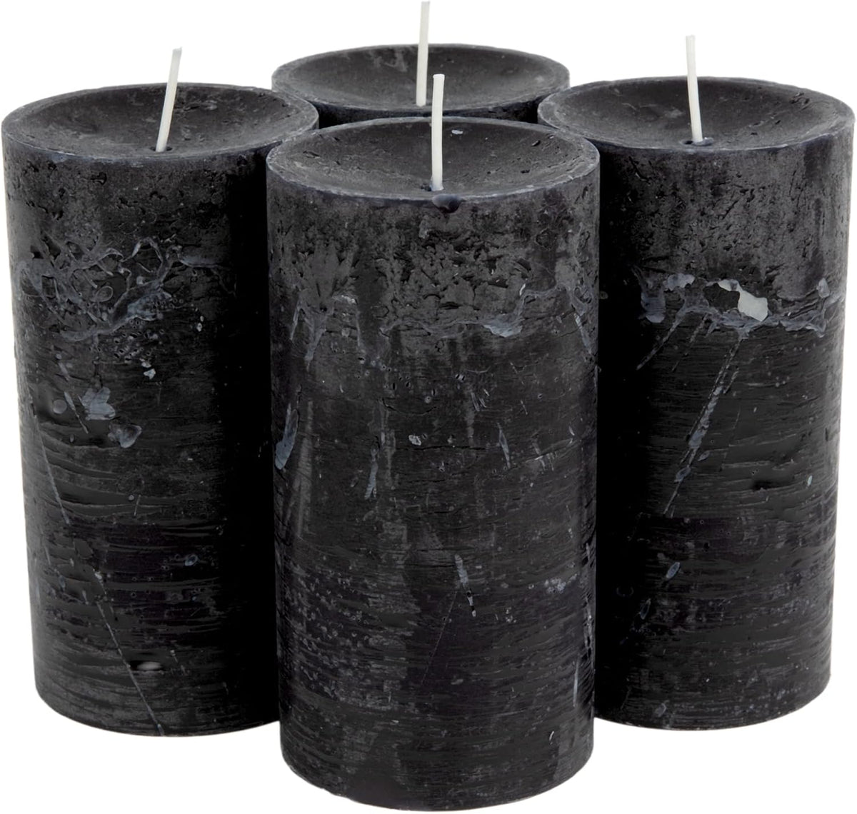 SPAAS Rustic Black Pillar Candles - 2.8" X 5" Unscented - 4 Pack for Home Decor, Halloween, Wedding, Spa, Holidays, Restaurants