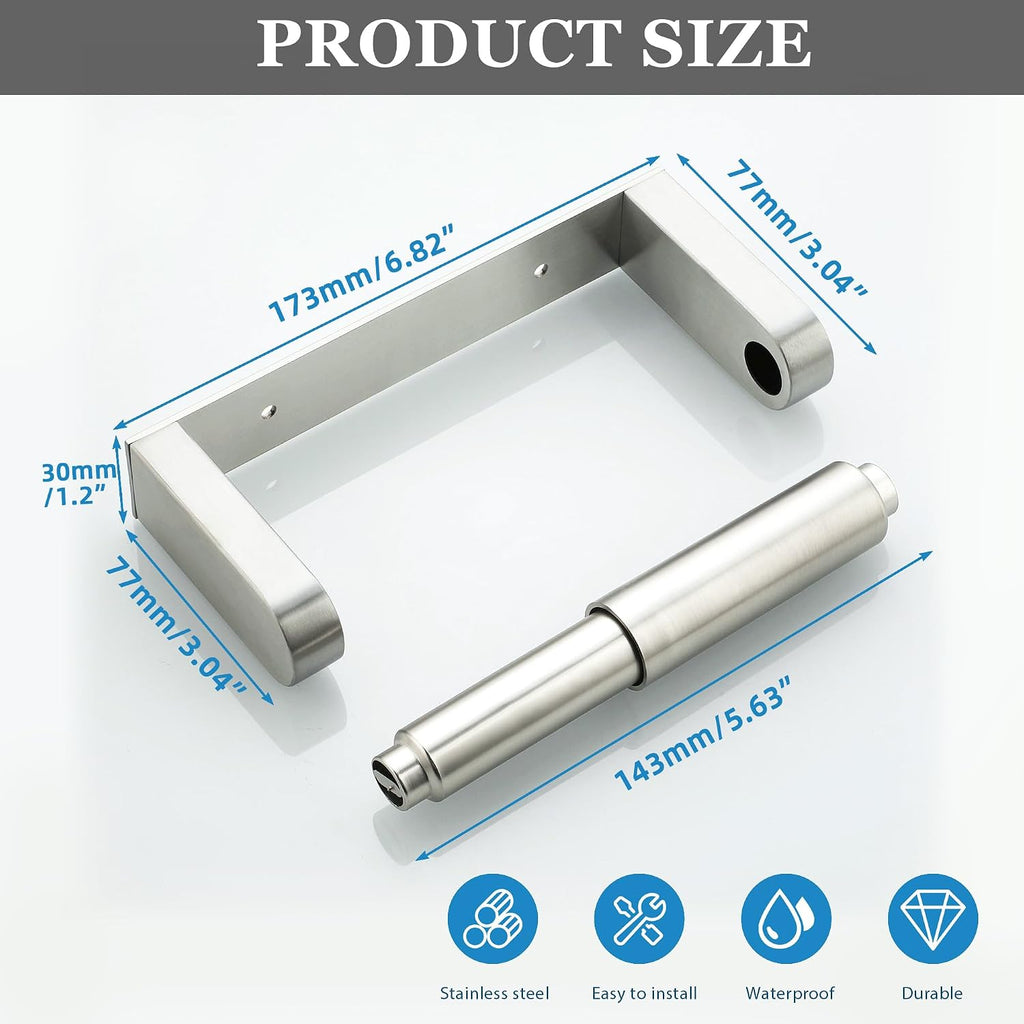 Alise Toilet Paper Holder Wall Mounted with Adhesive or Wall Drill, Brushed