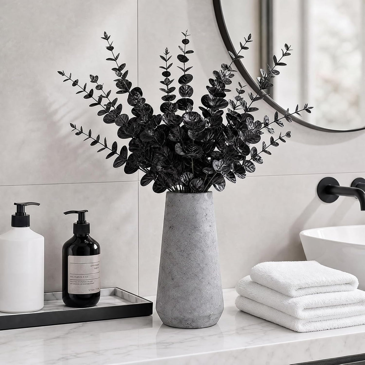 CLEANGOR Artificial Eucalyptus Stems (24, Black)