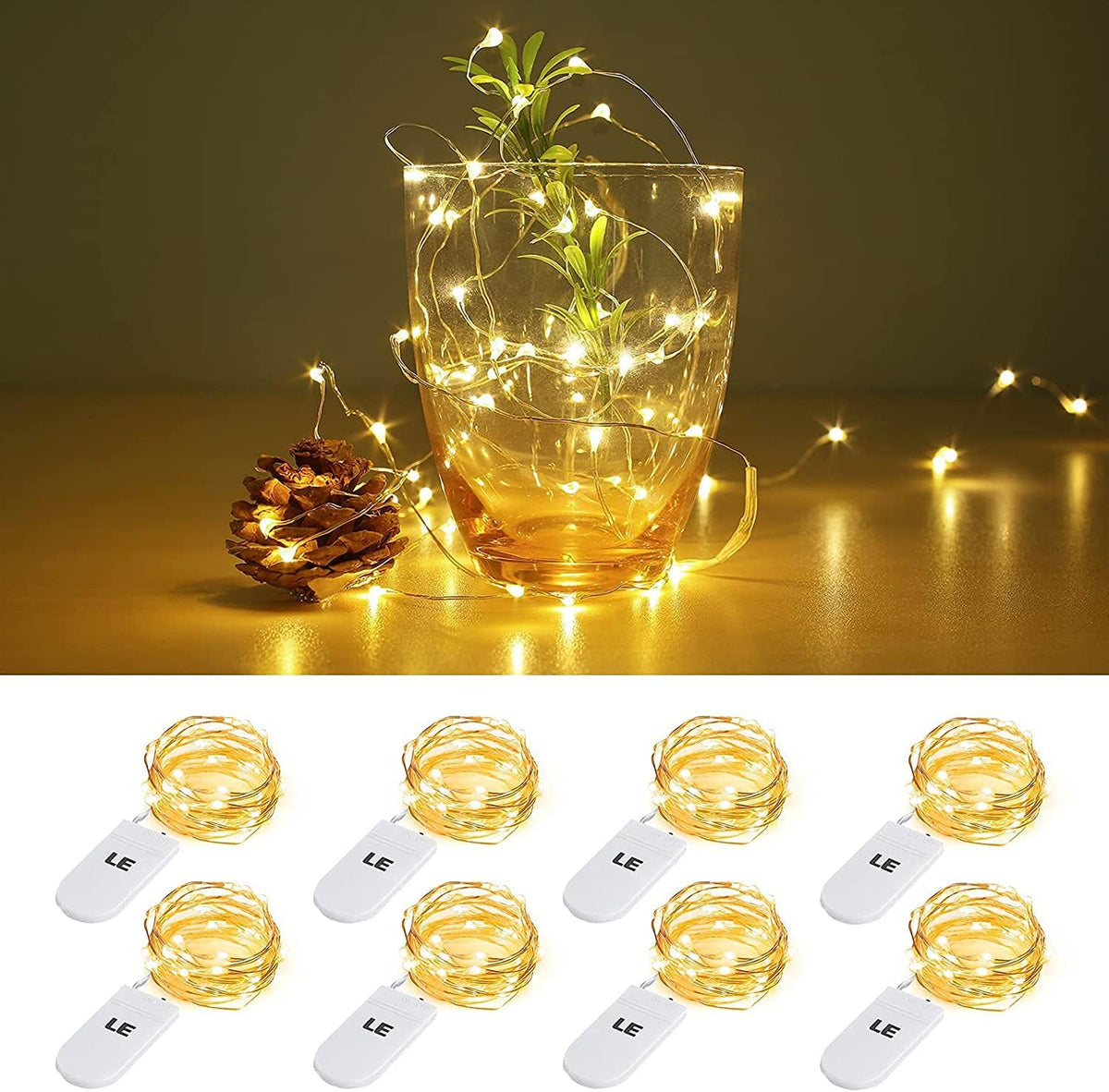 Lighting EVER Battery Operated Fairy Lights 20 LED Mini String Light 8 Pack