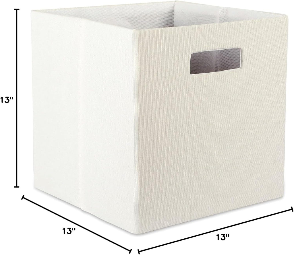 DII Poly-Cube Storage Collection Hard Sided, Collapsible Solid, Large, Off White (Pack of 2)