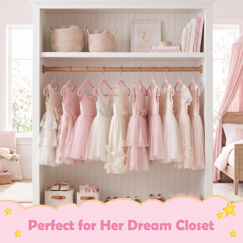 HOUSE DAY Velvet Baby Hangers for Closet, Kids Hangers Velvet 60 Pack, Non Slip Toddler Hanger 11.8 Inch, Durable Childrens Hanger for Newborn Baby Clothes- Blush Pink