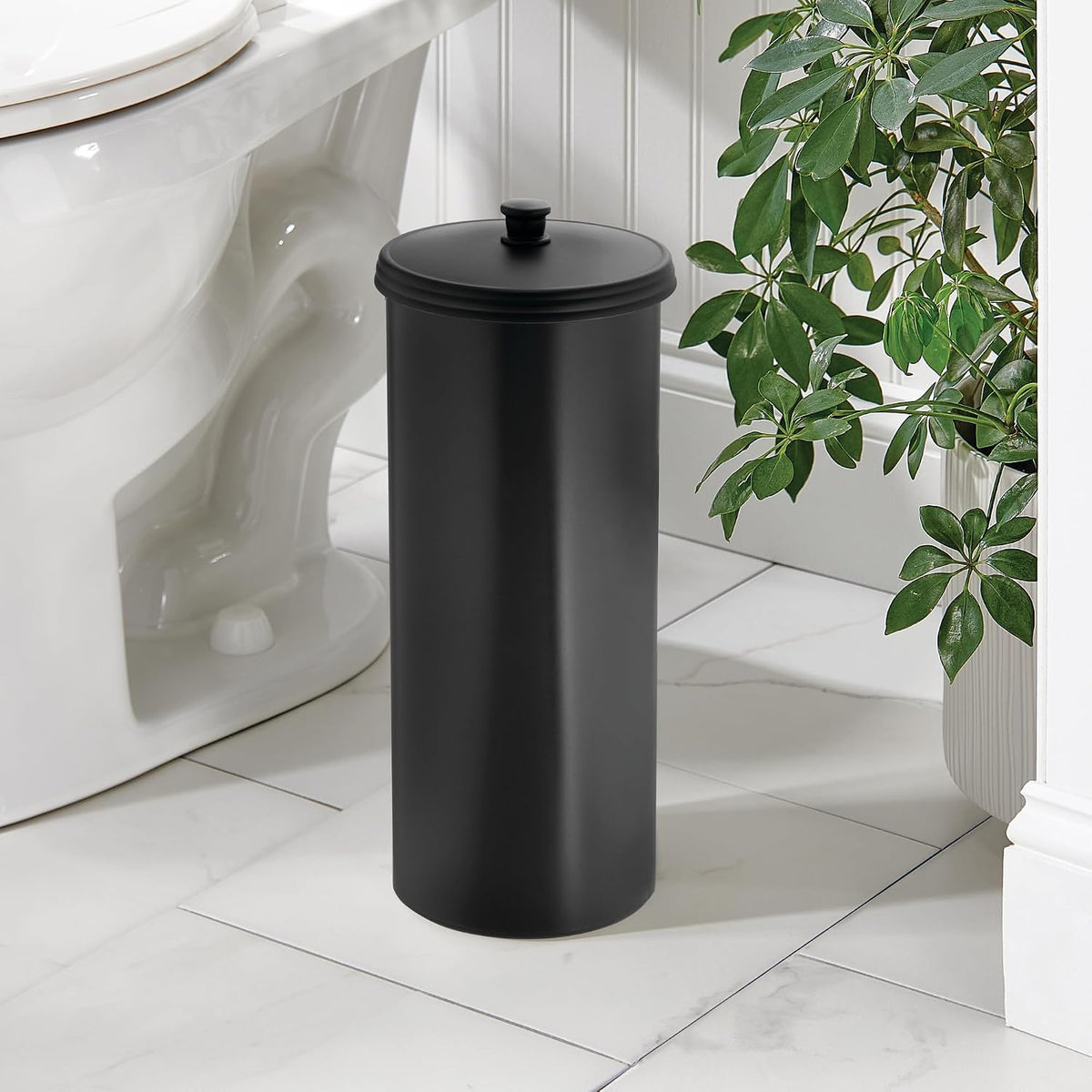 iDesign Freestanding Bathroom Toilet Paper Storage Holder, Matte Black