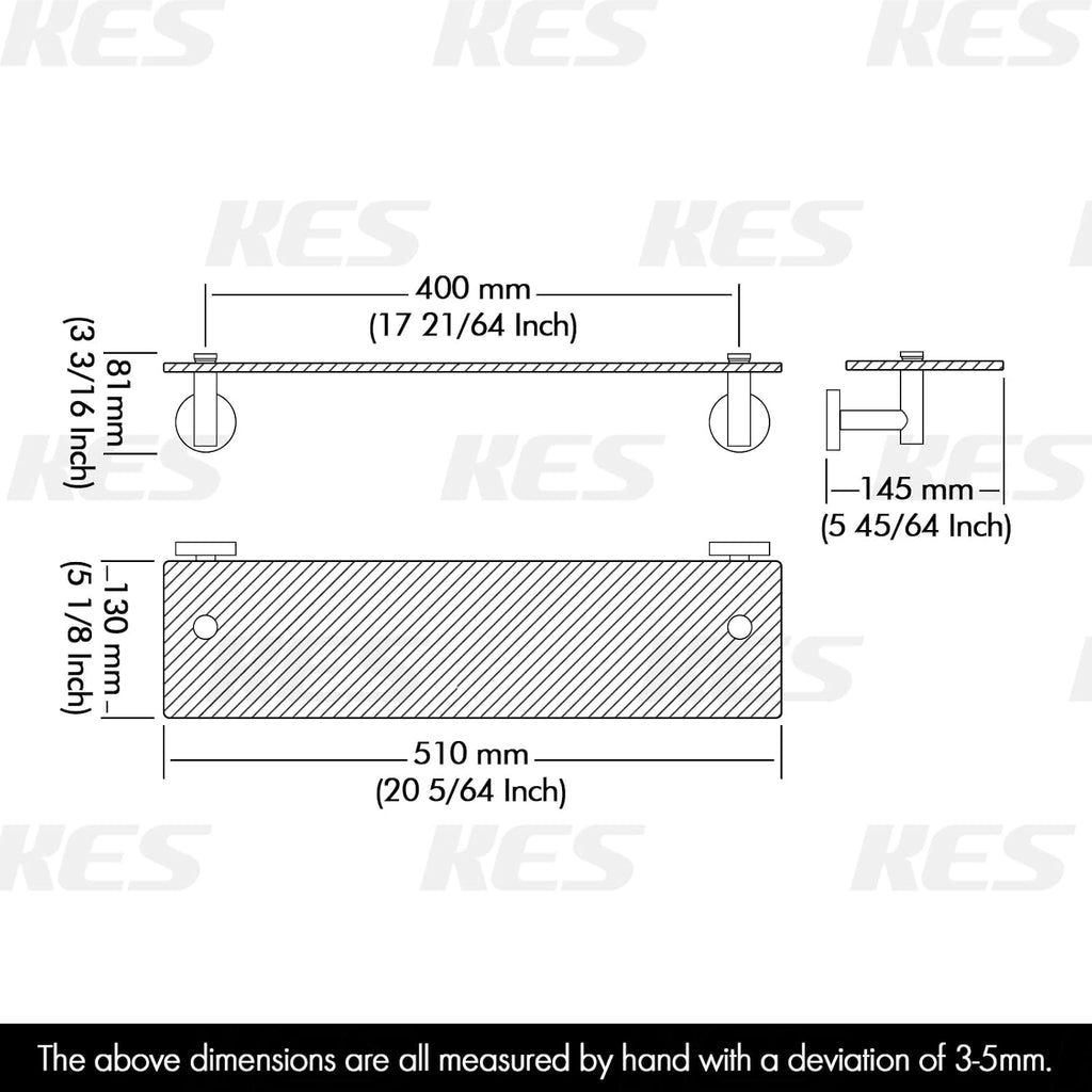 KES Bathroom Glass Shelf with 8 MM-Thick Tempered Glass, Matte Black