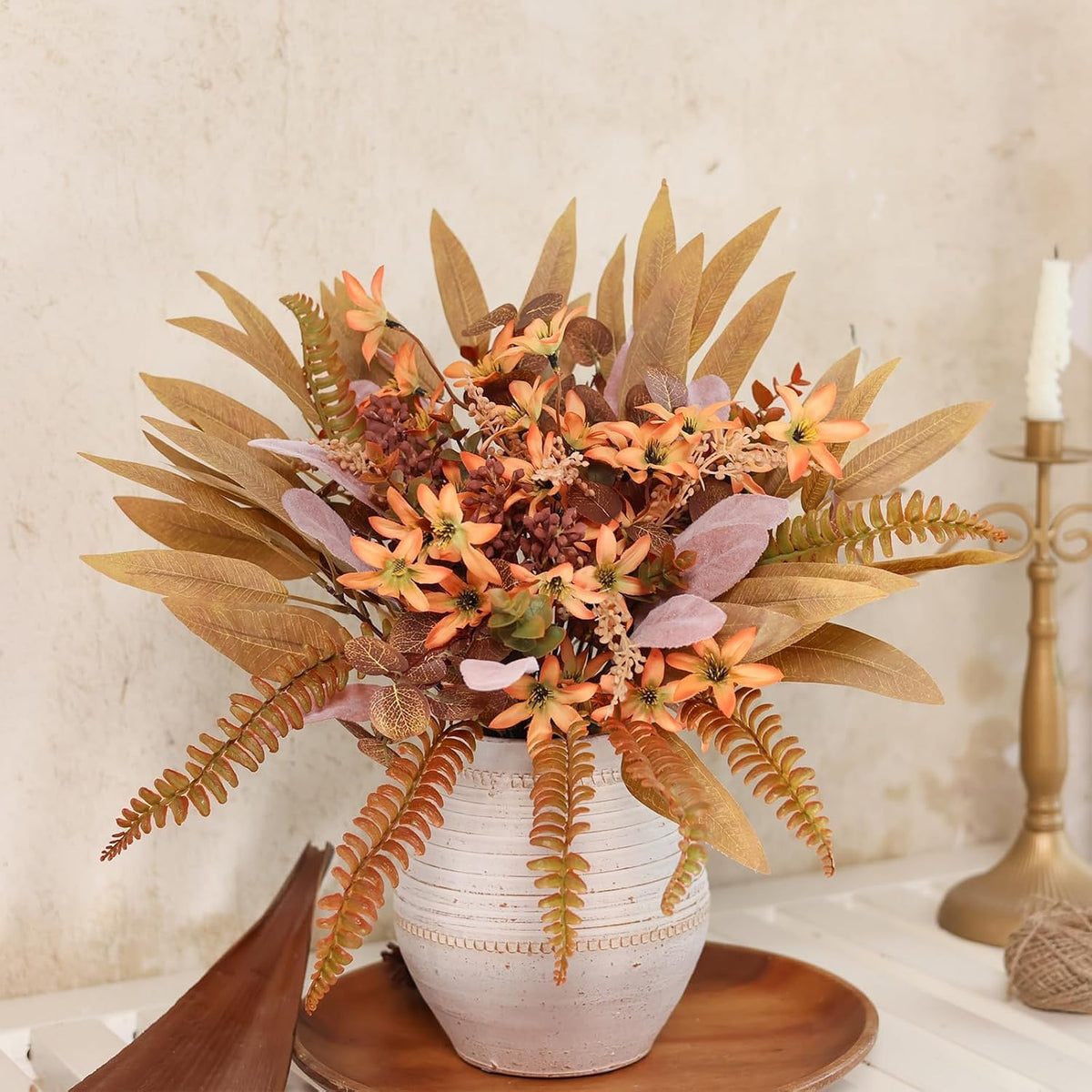 70Pcs 8 Kinds of Fall Artificial Eucalyptus Stems Box Set(Brown&Orange)