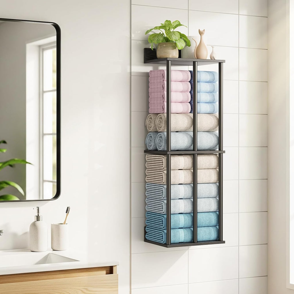 Bathroom Towel Storage, Black Bathroom Towel Holder