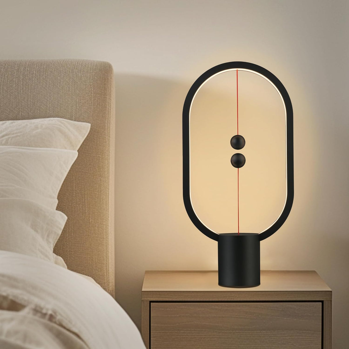 Heng Balance Light, USB Powered LED Table lamp, Creative, Magnetic Switch Night Light, dimmable Eye Protection Table lamp, Used for Gifts, Decoration Bedside, Dormitory and Office(Black)