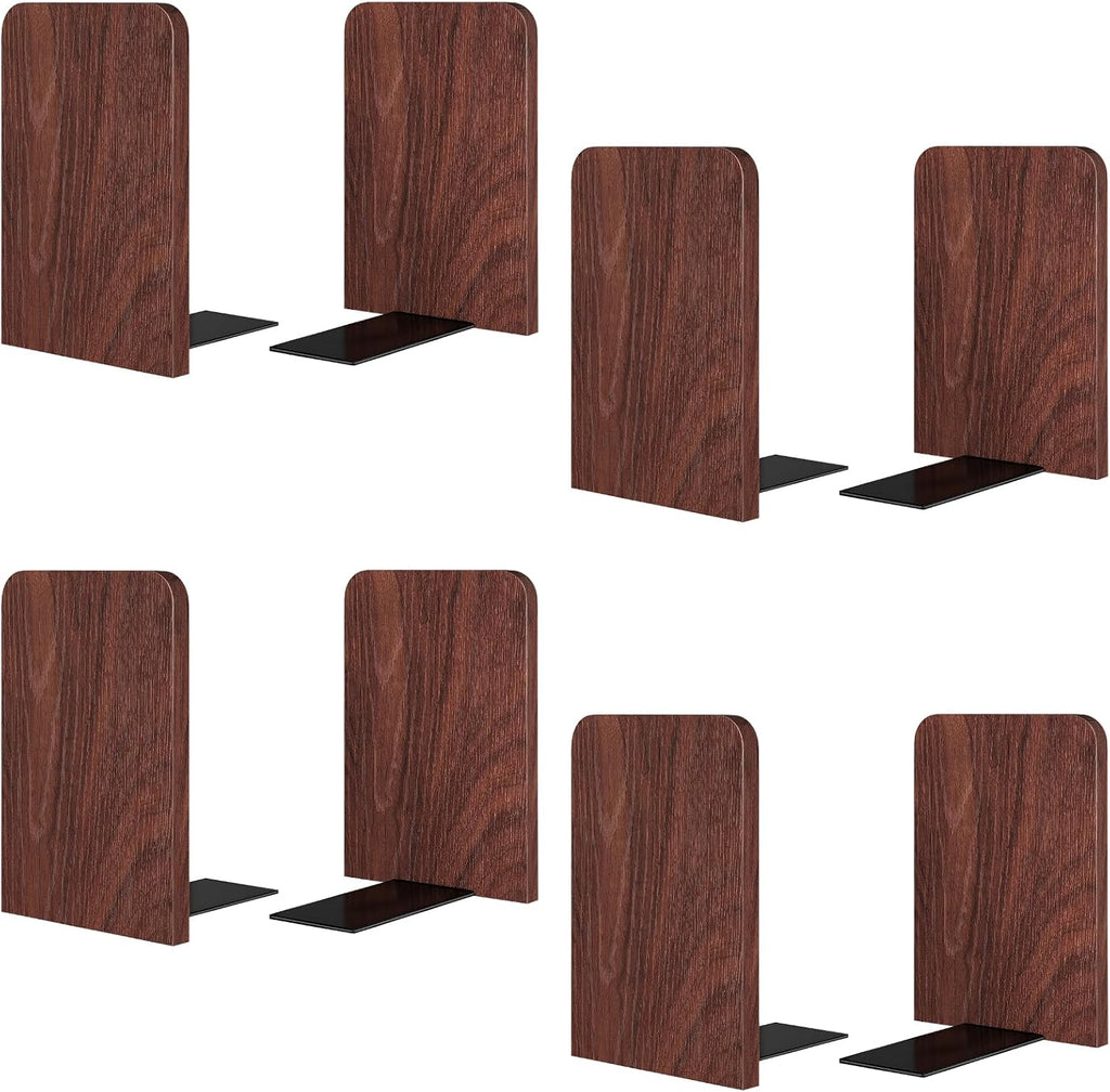 Book Ends 4Pair Wooden Heavy Duty Non Slip Book for Shelf Books & Media