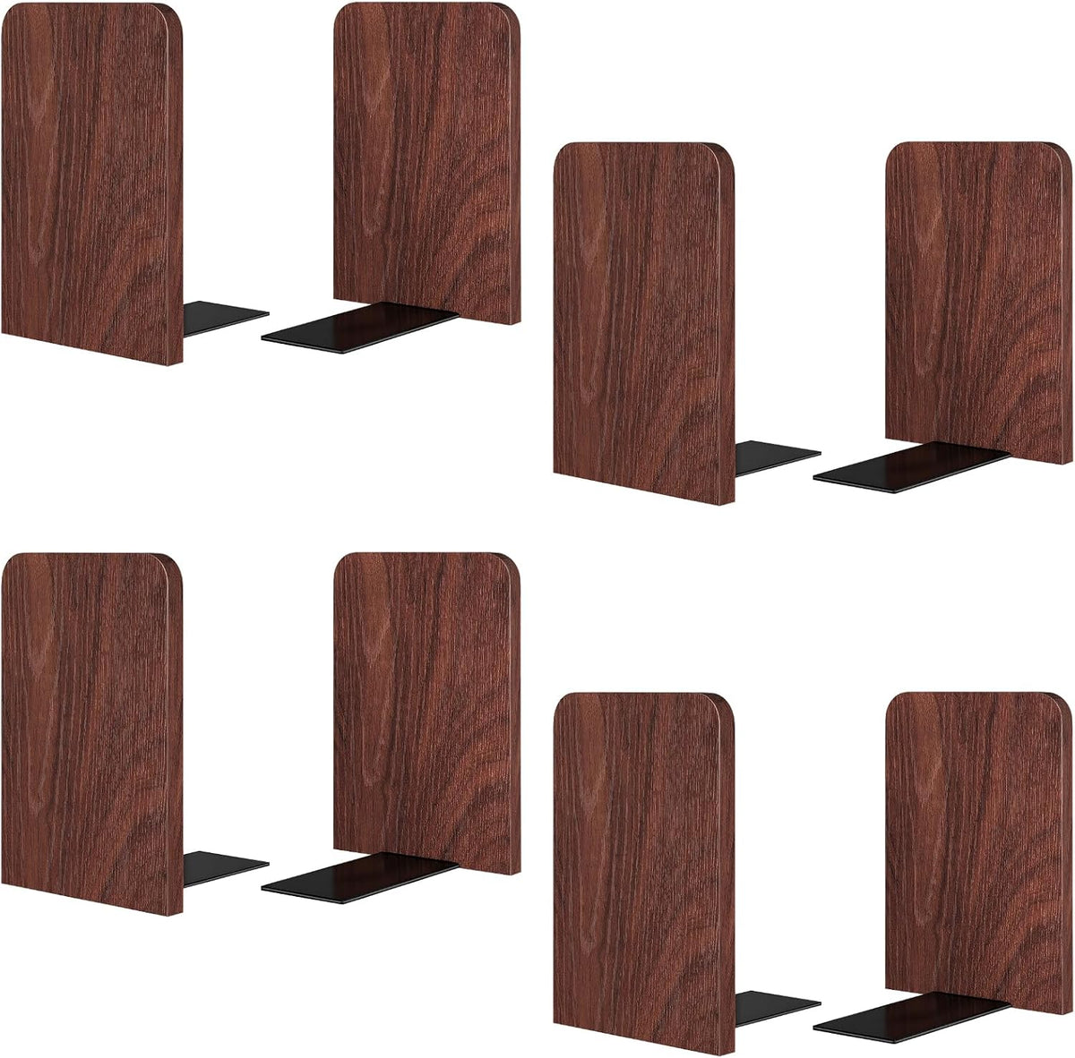 Book Ends 4Pair Wooden Heavy Duty Non Slip Book for Shelf Books & Media