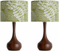 17" Small Green Shade Red Brown Table Lamp Set of 2 for Bedroom Living Room