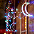 Moon and Stars Decor Curtain Lights, 11.5ft String Lights for Bedroom, Christmas, Ramadan Decor, Indoor LED Fairy Twinkle Light, Battery Operated or USB Plug-in