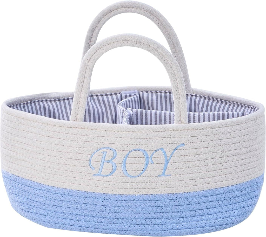 DUHEL Diaper Caddy Organizer, White Blue