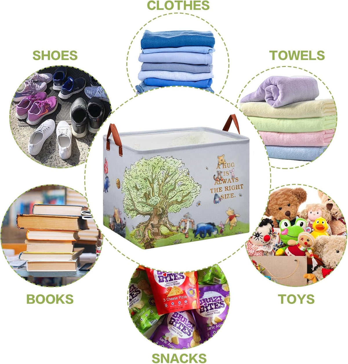 Bear Nursery Decor Storage Basket Foldable With Waterproof PE Coating, Square Large Canvas Laundry Hamper,Diaper Bag Baskets for Kids,Boys and Girls, Bathroom, Bedroom, Clothes,Toy Bin(grey)