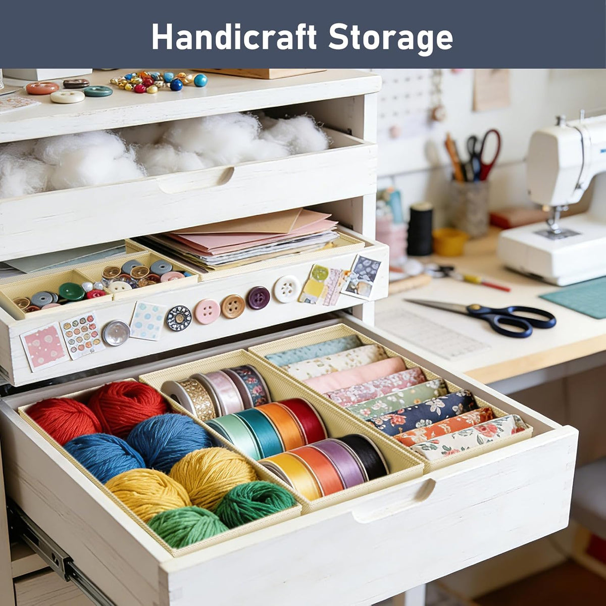 DIMJ Drawer Organizer Clothes, 36 Pack Dresser Organizer, Foldable Closet Organizers and Storage, Fabric Dresser Bins, Drawer Dividers for Nursery, Baby Clothes, Underwears, Sock (Beige)