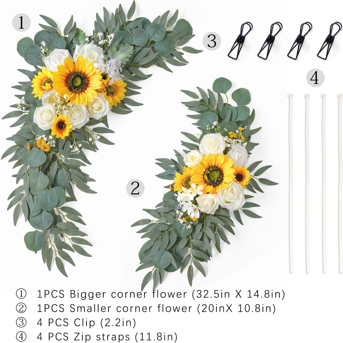 ponatia Artificial Sunflowers Wedding Arch Flowers Set of 2