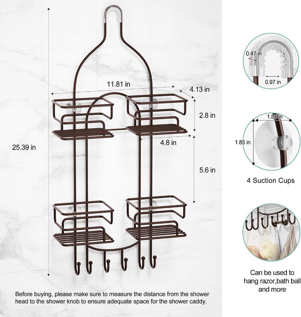 SRIWATANA Shower Caddy Hanging, Shower Organizer with Razor Hooks, Bronze