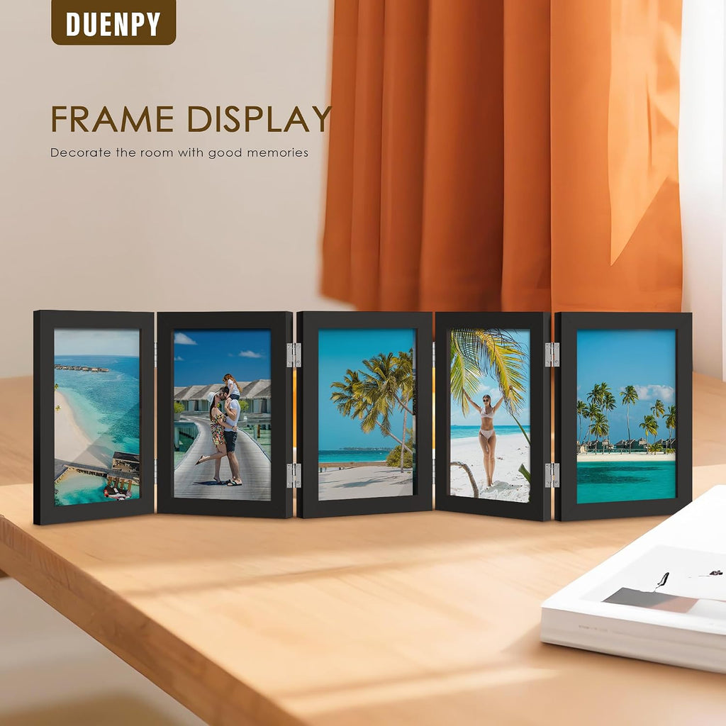DUENPY 5 Folding 4x6 Accordion Wood Frame Plexiglass Black
