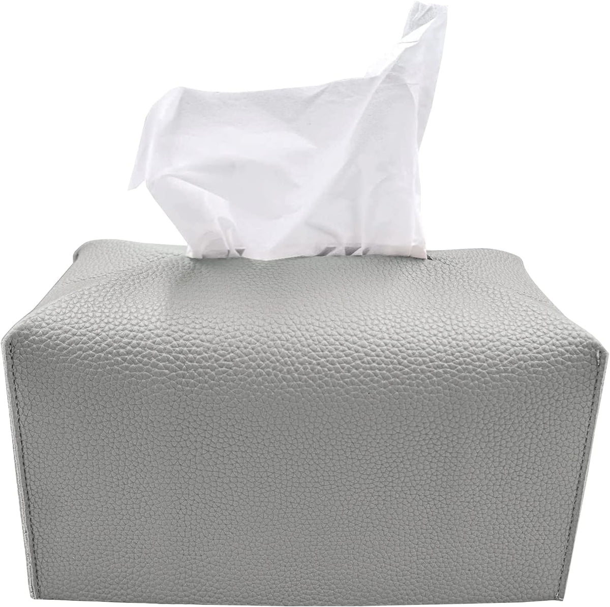 Carrotez Tissue Box Cover, [Refined] Modern PU Leather Rectangular Tissue Box Holder - Decorative Holder/Organizer for Bathroom Vanity Countertop, Night Stands, Office Desk 9.5"X5"X5" - Pastel Grey
