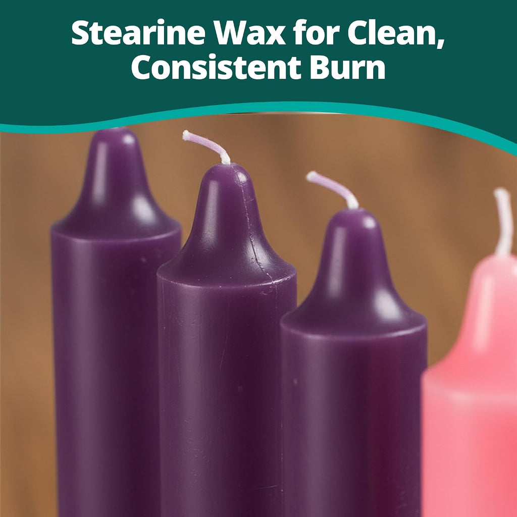 Concordia Supply 12" x 1.5" Advent Wreath Taper Candles (3 Purple, 1 Rose)