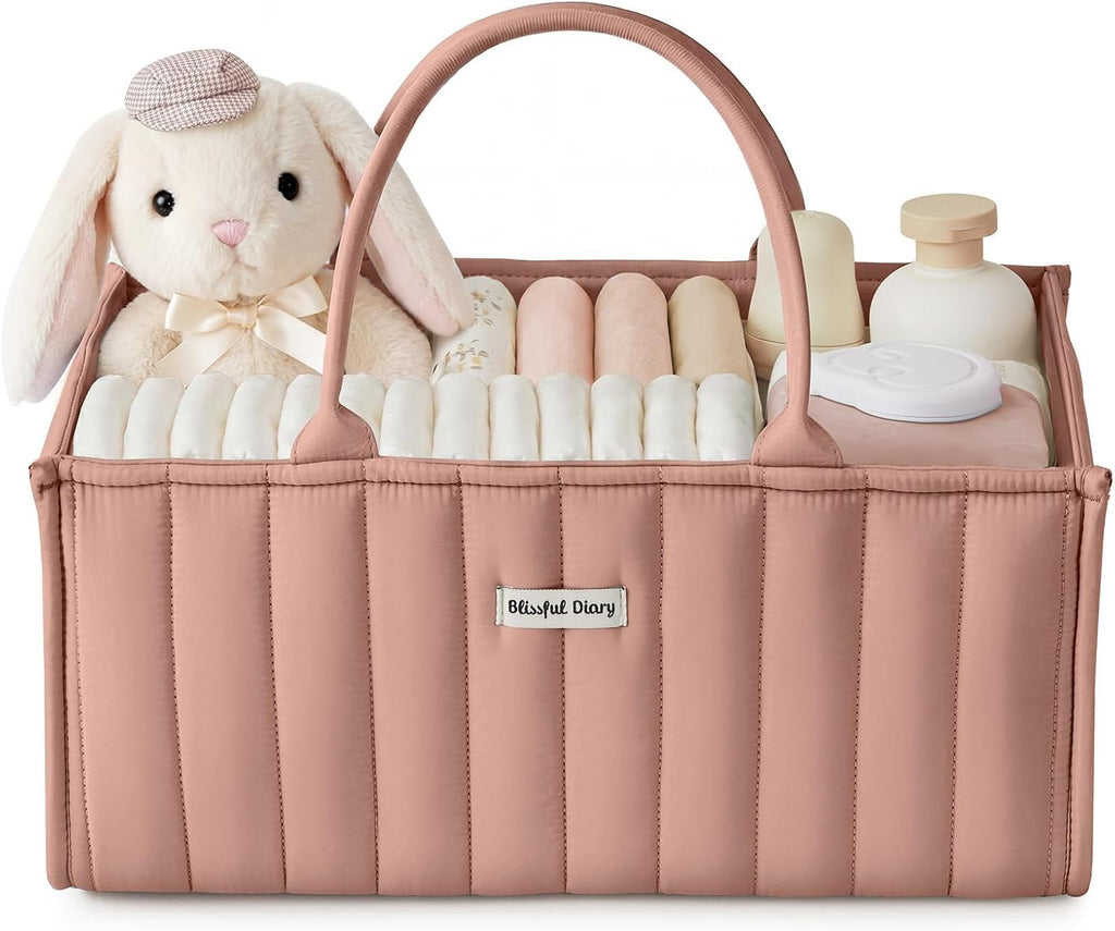 Blissful Diary Baby Diaper Caddy Organizer, Nursery Storage, Blush Pink