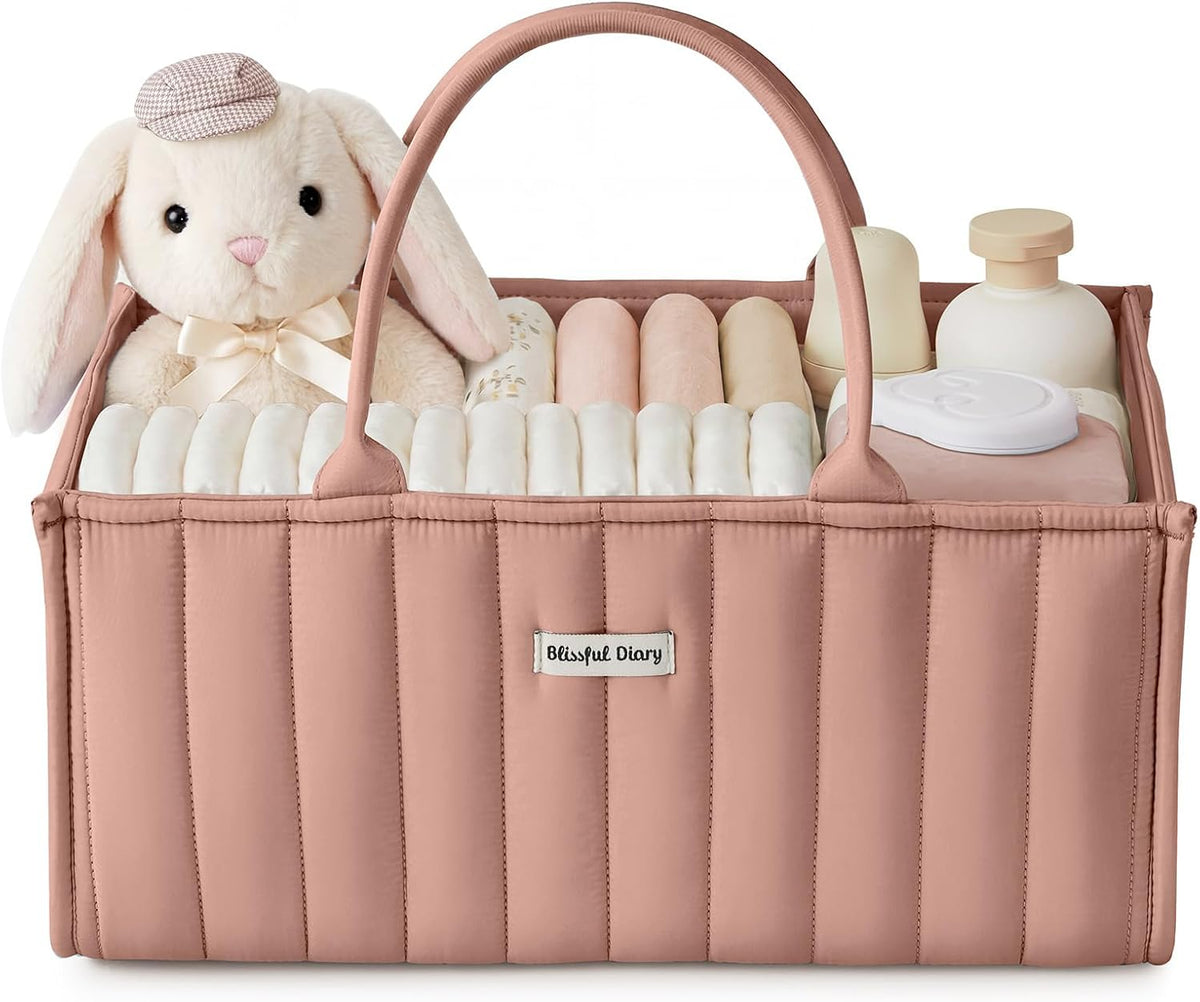 Blissful Diary Baby Diaper Caddy Organizer, Nursery Storage, Blush Pink