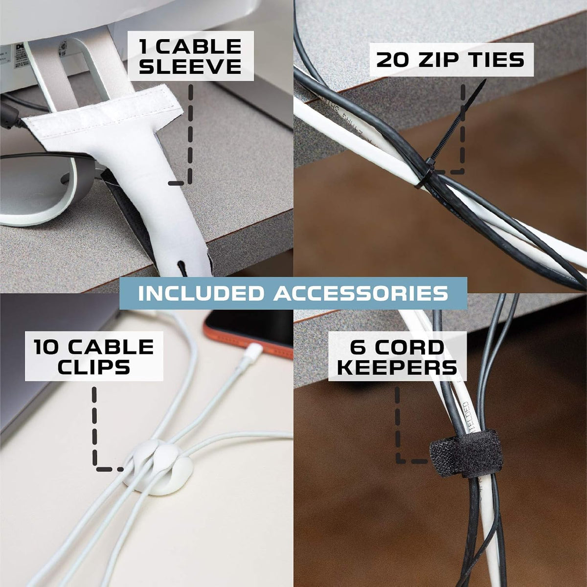 Iron Forge Cable Cable Management Box, 2 Pack - White, Hook & Loop Keepers