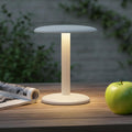 Brightech Zeno Cordless LED Table Lamp - Small 7.5in Touch Dimmable Bedroom, Side Table, End Table, Desk - Modern Rechargeable Portable Bedside, Living Room Light, Great for Outdoor, Camping - Cream