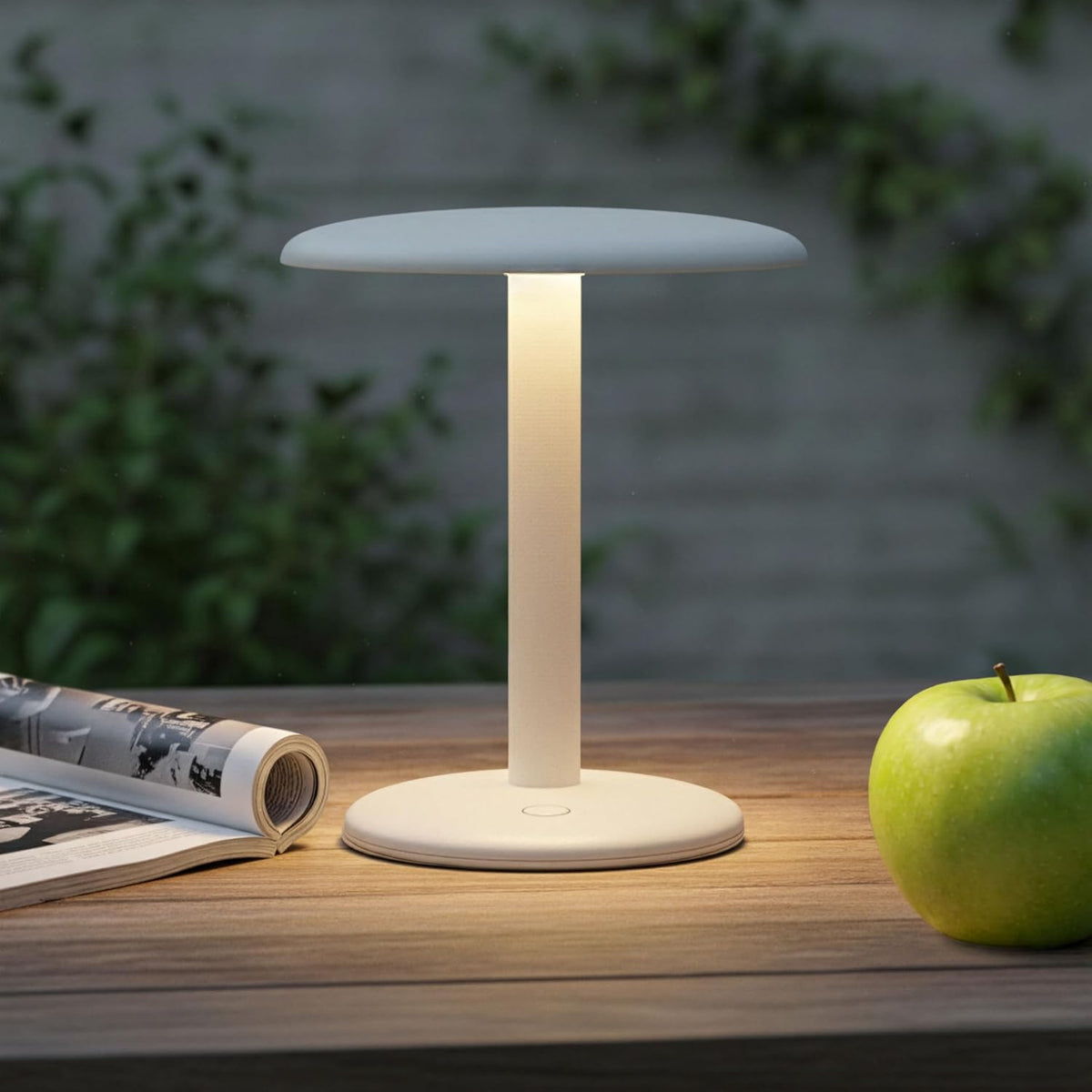 Brightech Zeno Cordless LED Table Lamp - Small 7.5in Touch Dimmable Bedroom, Side Table, End Table, Desk - Modern Rechargeable Portable Bedside, Living Room Light, Great for Outdoor, Camping - Cream