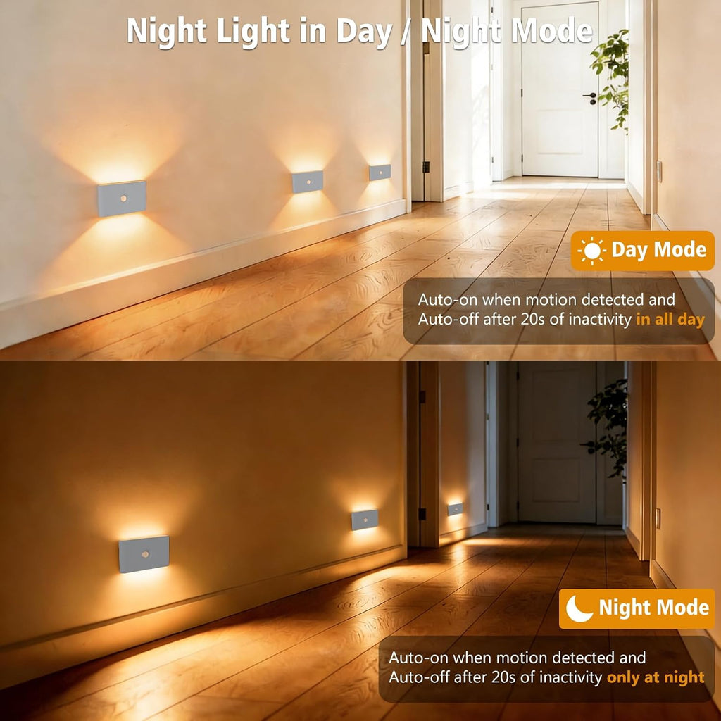 LumBelle 2 Pack Motion Sensor Night Light Rechargeable Battery 3000-6500K