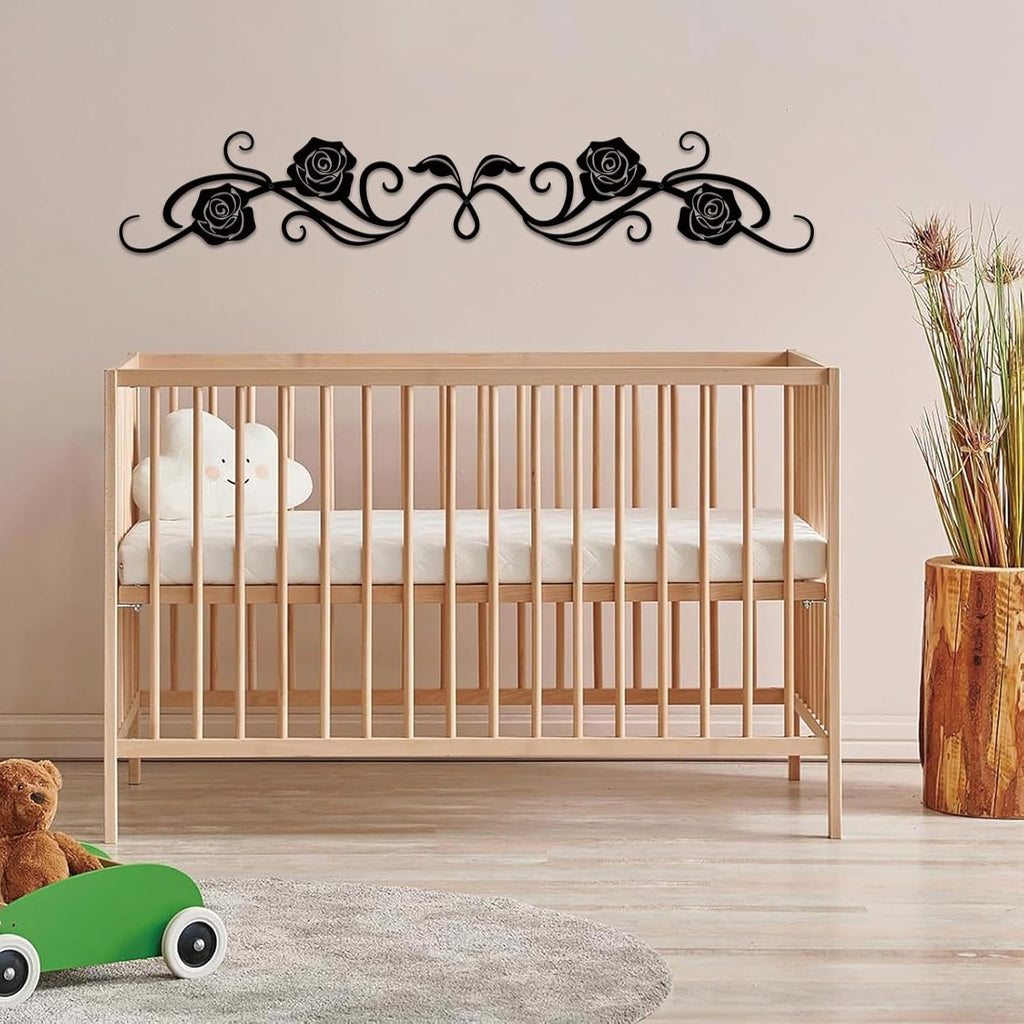 ESTART Metal Rose Scroll Wall Decor, Long Iron Scroll Vine Wall Art