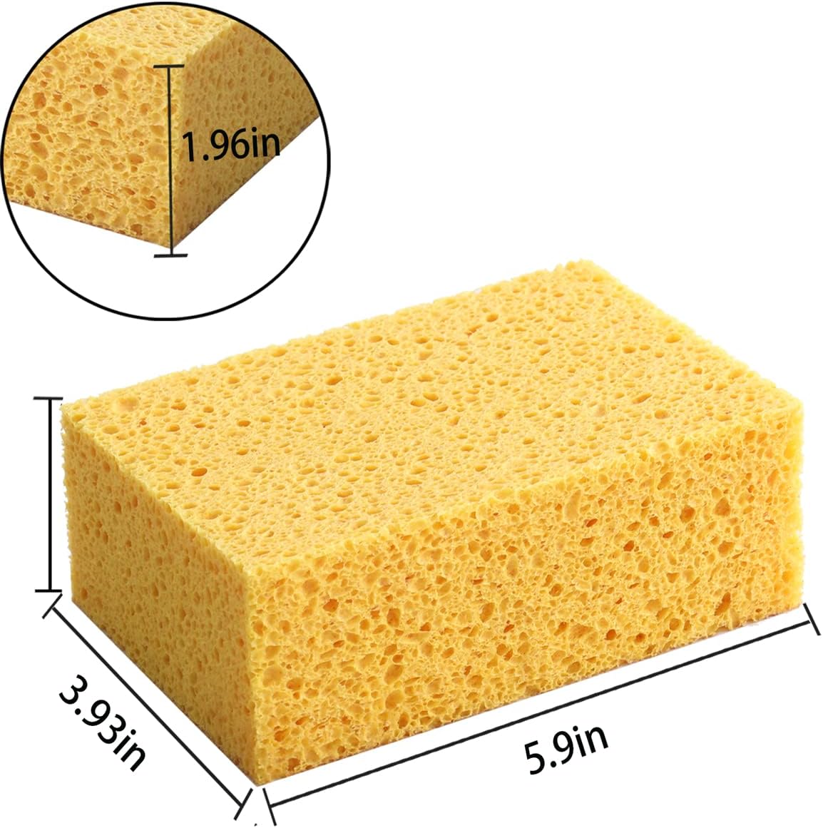 Natural Kitchen Sponges, 2" Thick Heavy Duty Scrub Sponge, 2 Pack