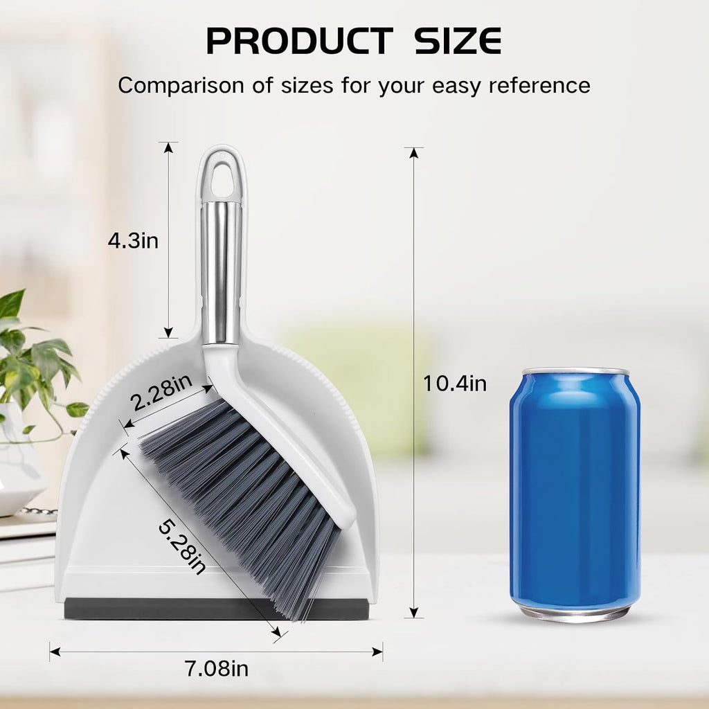 NACENA Mini Broom and Dustpan Set, 2 Packs, White&Gray