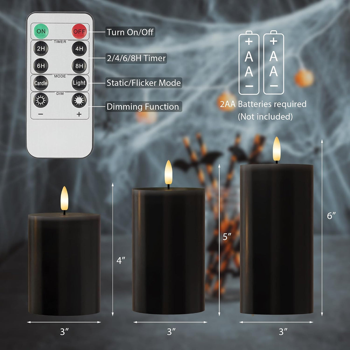Halloween Flameless Candles with Remote, Battery Operated Candles