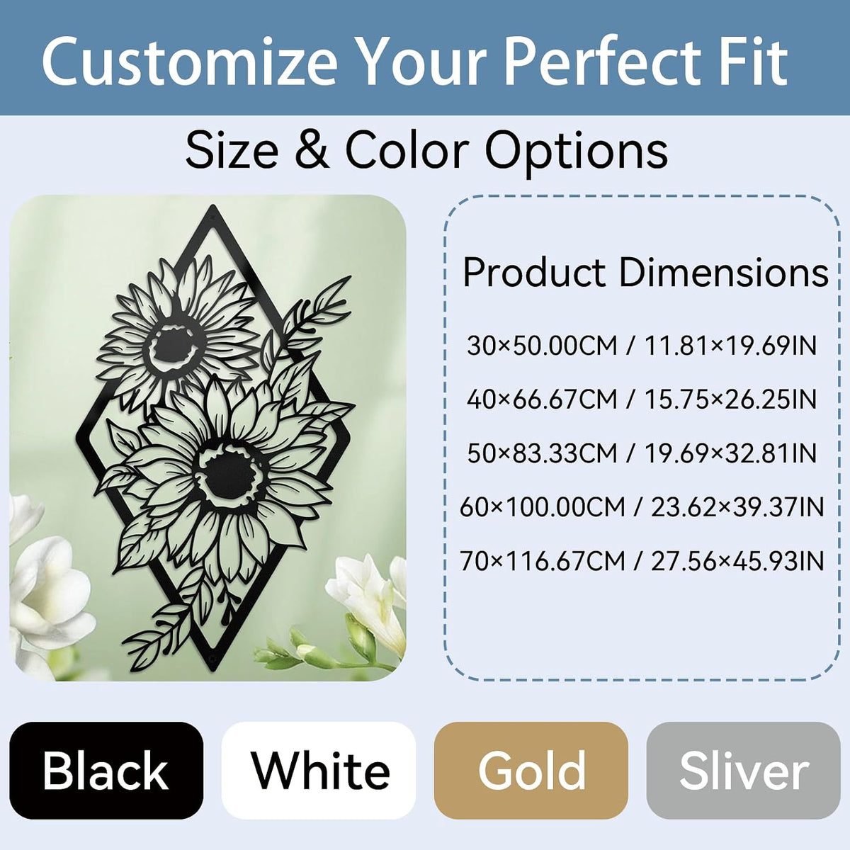 ruelen Metal Sunflower Wall Art,Boho Floral Wall Decor Home Decor