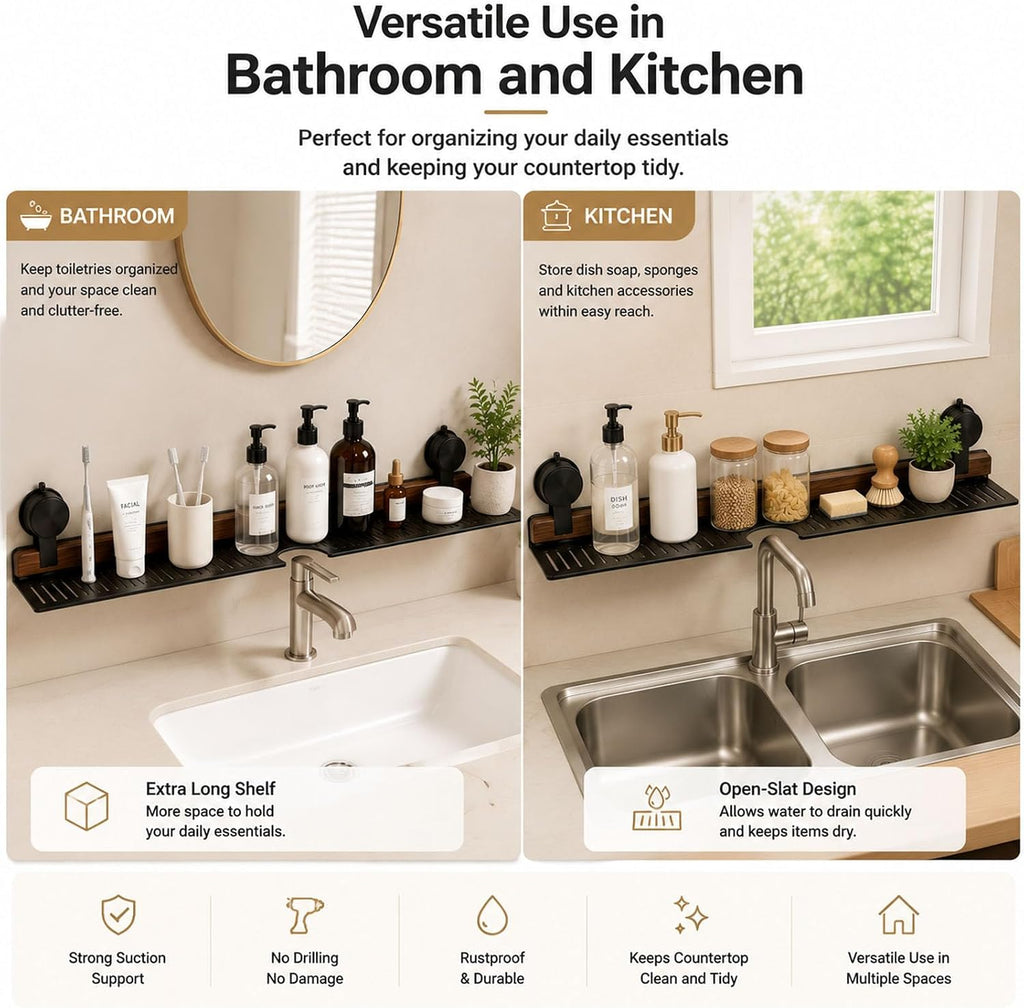 Bathroom Over Sink Shelf, 19.7 Inch No Drill Sink Organizer