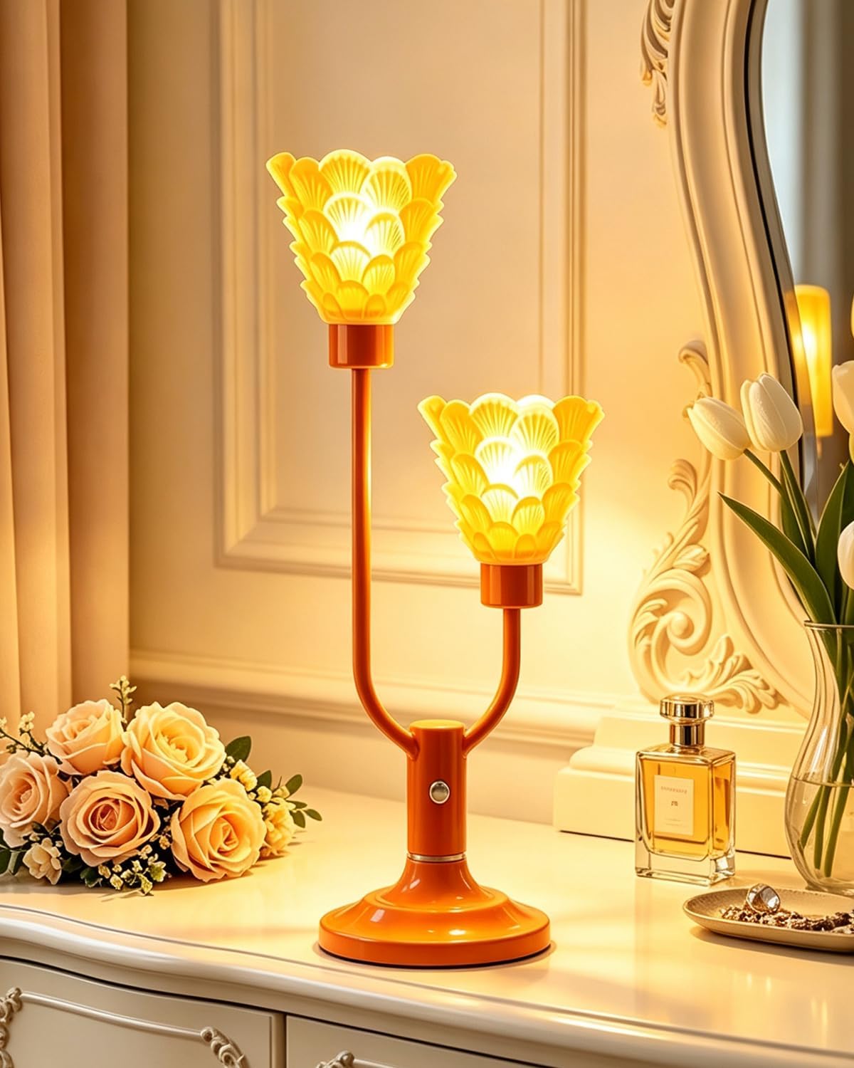 Lightdot Mid Century Modern Table Lamp Orange Vintage Lamp Gift Dimmable