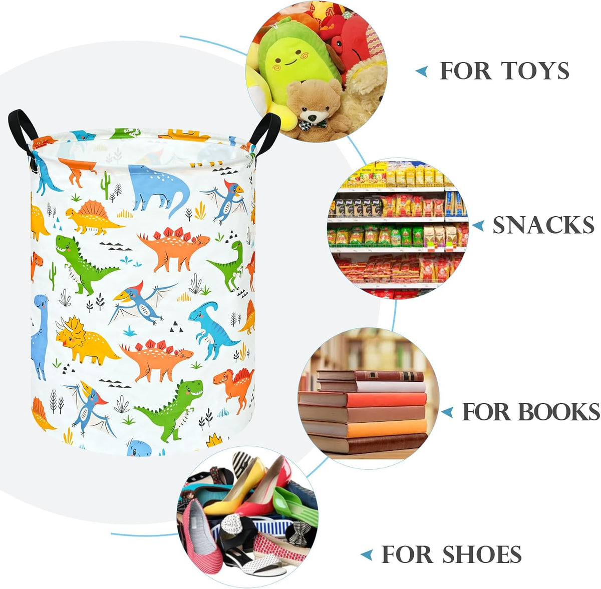 Colorful Dinosaur Laundry Basket,Dragon Nursery Hamper,Toy Basket for Boys
