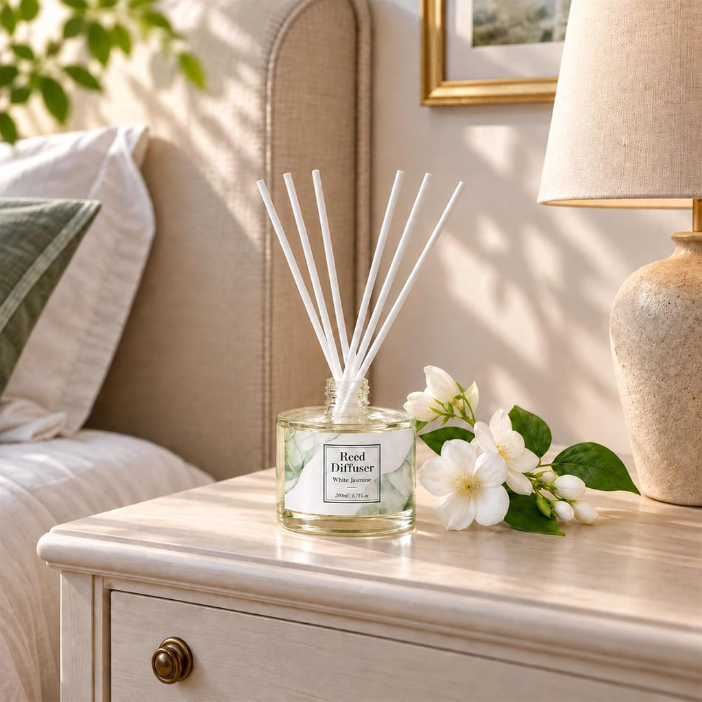 Reed Diffuser Set, White Jasmine, 6.7 Fl Oz, Home Fragrance