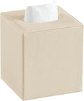 Square Tissue Box Cover with Magnetic Closure Bottom, Beige