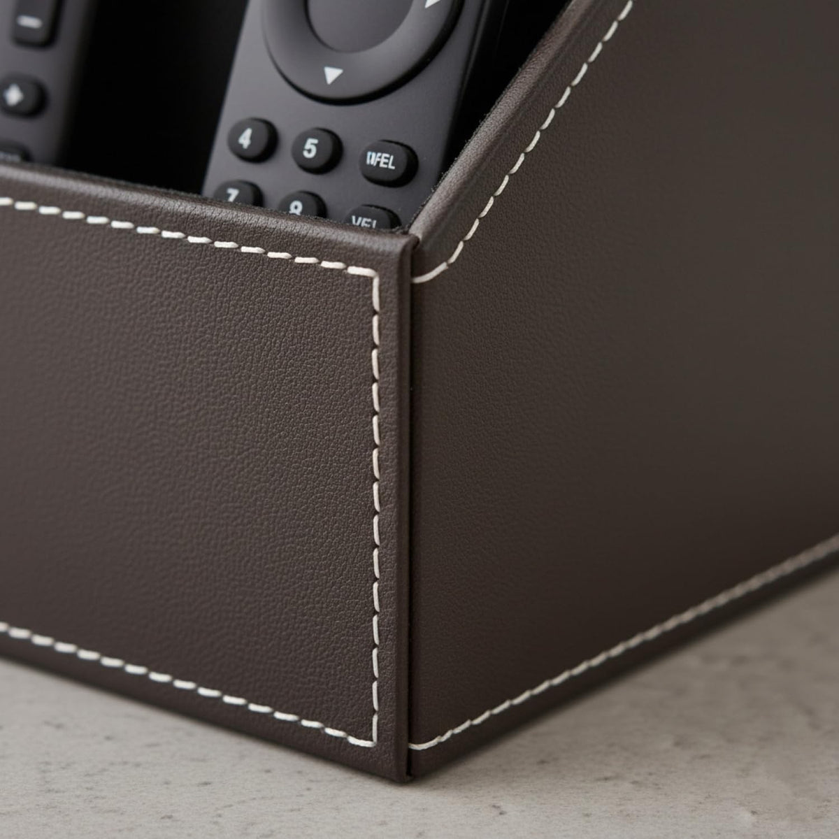 I-MART PU Leather Remote Control Holder Organizer with 3 Compartments, Stylish TV Remote Holder Caddy for Desk Nightstand Coffee Table and Media Accessory Storage (Black)