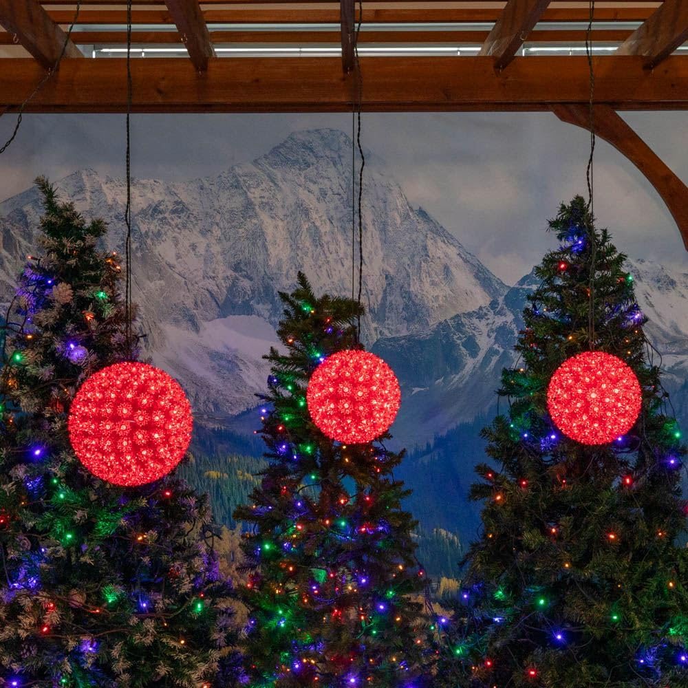 Novelty Lights 7.5in 100 Light Red Starlight Sphere, Christmas Ball Lights