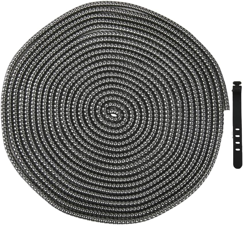 4.8M(15.75FT) Spiral Cable Protector, Multicolor Suitable for Most Phone/Pad/Laptop USB Wire Cord Savers Protection Cover Anti-Break Wrap Charger Data Line Cables Sleeves, Laser Black