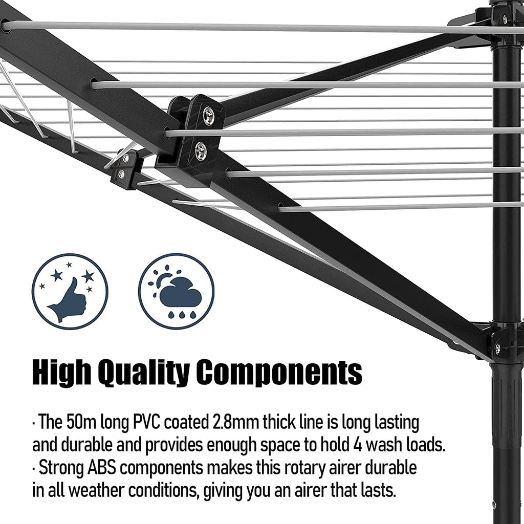 Nisorpa Outdoor Umbrella Drying Rack,12 Lines with 165 Feet Umbrella Clothesline Outdoor Dryer Clothes Line, 4 Arm Steel Frame Adjustable Height Retracting Collapsible Clothes Drying Rack for Backyard