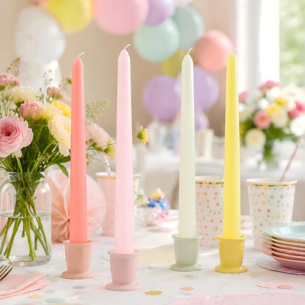 10 Inch Multi Color Taper Candles, 8 Pack Unscented Dripless 6-8 Hours Burn Candlesticks for Holiday, Dinner, Party